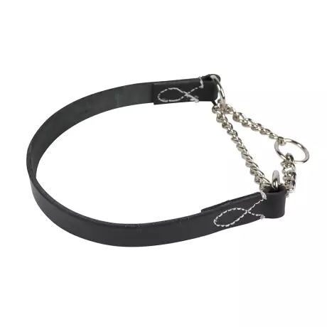 Puolikiristävä nahkapanta ketjulla musta Hansbo Sport - Koiran puolikiristävät pannat - 025059 - 1