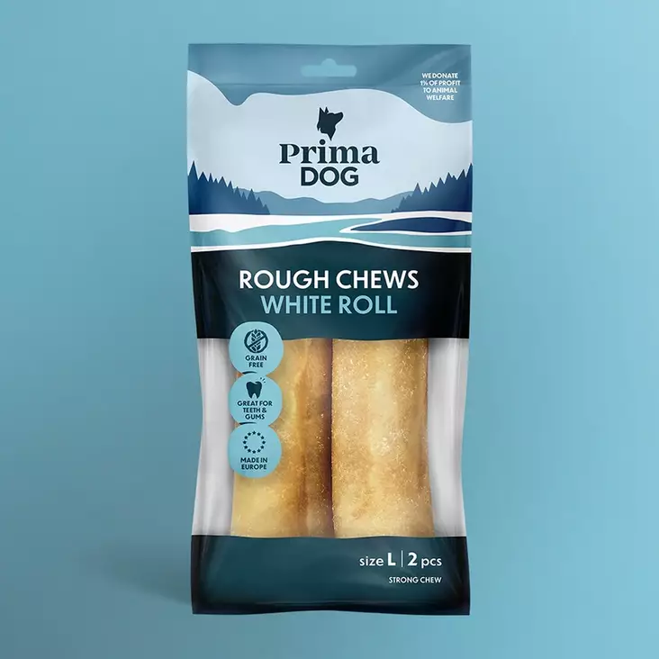 Pururulla White Roll L 2kpl 17cm 170g Rough Chews PrimaDog - Koirien puruluut - 053609 - 1