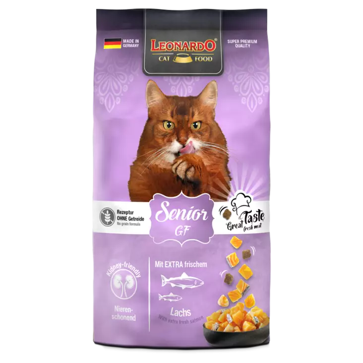 Senior Grain Free lohi/salmon Leonardo Catfood - Kissan kuivaruoat ikääntyville kissoille - 052729 - 1
